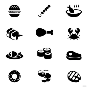 Black and White Food Vector
