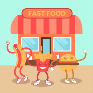 Fast Food Cartoon Illustration