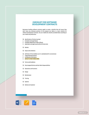 Checklist Software Development Contract Template