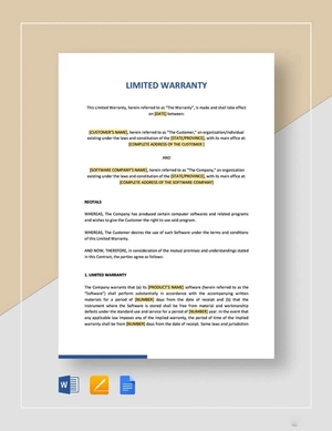 Limited Warranty Template