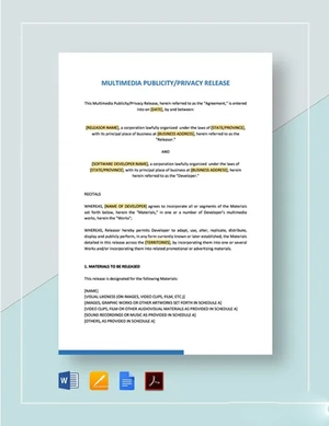 Multimedia Publicity Privacy Release Template