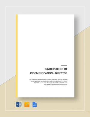 Undertaking of Indemnification Director Template