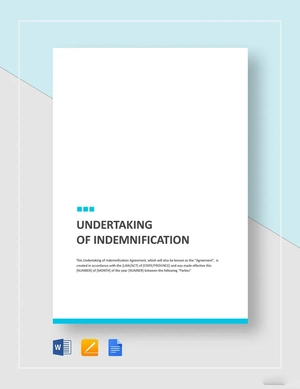 Undertaking of Indemnification Template