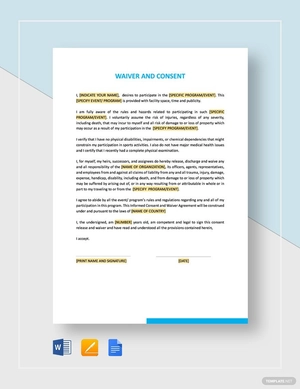 Waiver and Consent Template