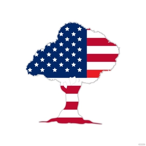 American Flag Tree Vector