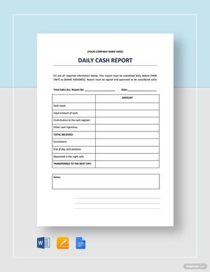 Daily Cash Report Template Daily Cash Report Template