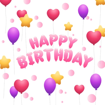 Free Pink Happy Birthday Balloons Clipart Template to Edit Online