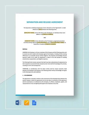 Separation and Release Agreement Template