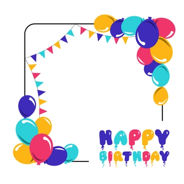 Free Happy Birthday Balloons Border Clipart Template to Edit Online