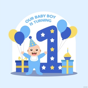 Baby Boy First Birthday Vector