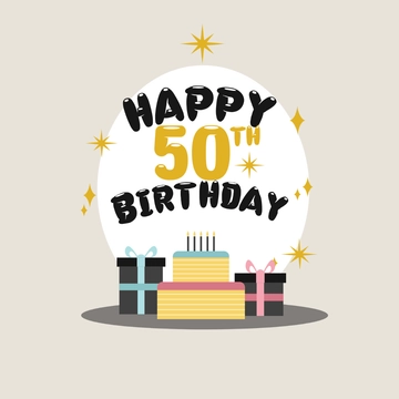 Free Happy 50th Birthday Celebration Clipart Template to Edit Online