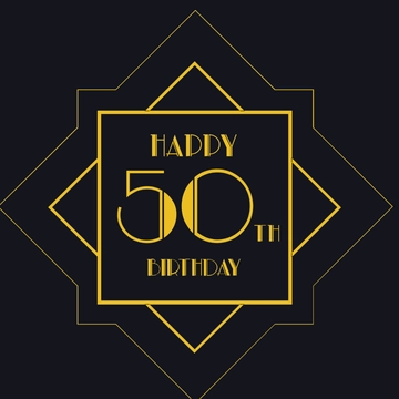 Free Gold Happy 50th Birthday Clipart Template to Edit Online