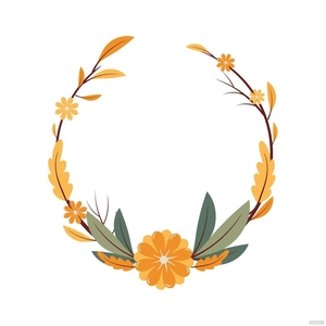 Fall Leaves And Flowers Wreath Vector