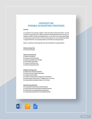 Possible Accounting Strategies Checklist Template