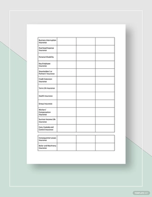 Worksheet Business Insurance Planning Template