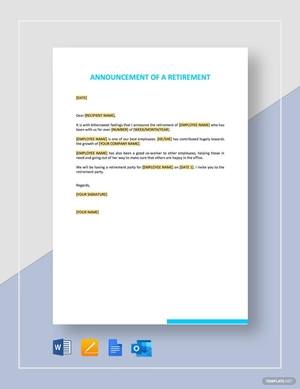Announcement of a Retirement Template