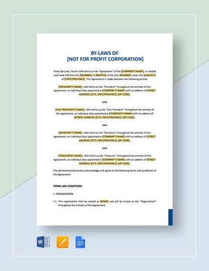 Bylaws Not for Profit Corporation Template