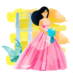 Watercolor Wedding Dress Illustration