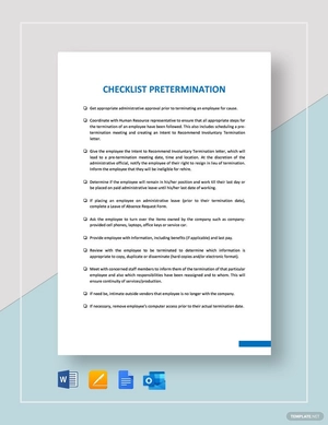Checklist Pre-Termination Template