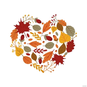 Heart Autumn Leaves Vector