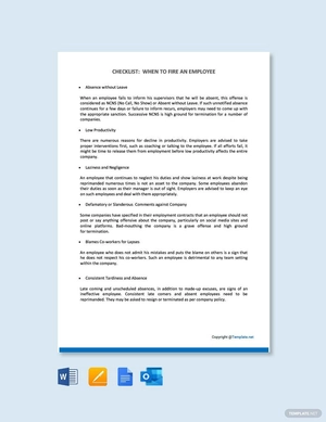 Checklist When Should You Fire an Employee Template