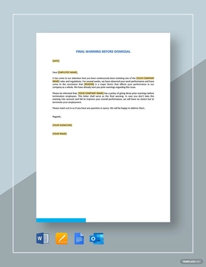 Final Warning Before Dismissal Template