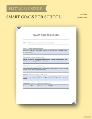 Smart Goals for School Template