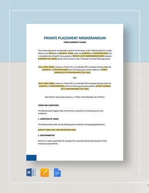 Private Placement Memorandum Template