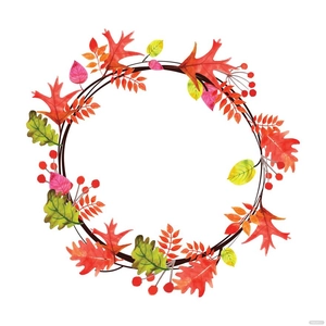 Watercolor Fall Wreath Vector