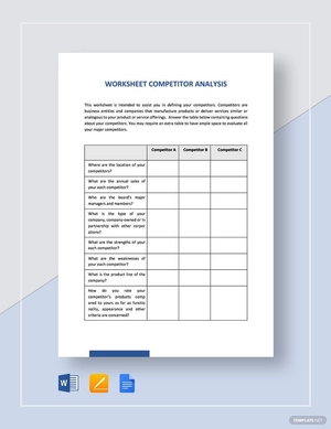 Worksheet Competitor Analysis Template