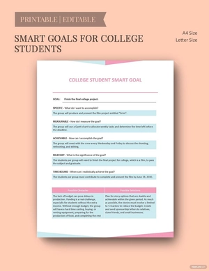 Smart Goals for College Students Template