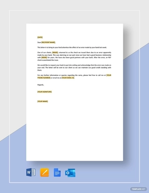 Request Apology for NSF Check due to Error Template