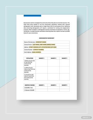 Worksheet Demographic Comparison Template