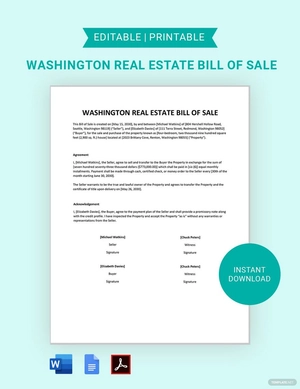 Washington Real Estate Bill of Sale Template