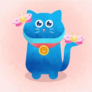 Watercolor Cat Illustration