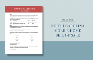 North Carolina Mobile Home Bill Of Sale Template