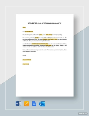 Request Release of Personal Guarantee Template
