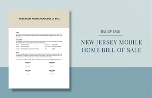 New Jersey Mobile Home Bill Of Sale Template