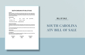 South Carolina ATV Bill Of Sale Template