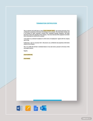 Termination Certification Template