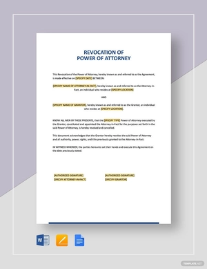 Revocation of Power of Attorney Template