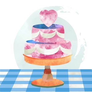 Watercolor Wedding Cake Illustration