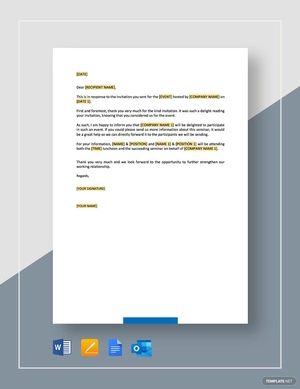 Acceptation of Invitation to Seminar Template
