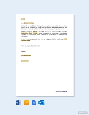 Sample Confirmation of Interview Appointment Template
