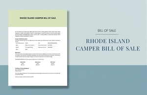 Rhode Island Camper Bill Of Sale Template