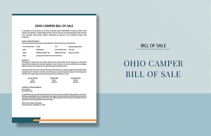 Ohio Camper Bill Of Sale Template