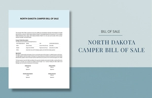 North Dakota Camper Bill Of Sale Template