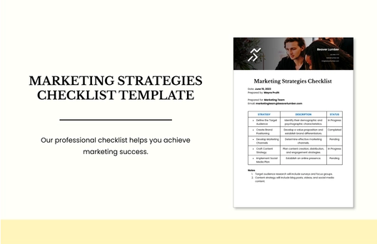 Marketing Strategies Checklist Template