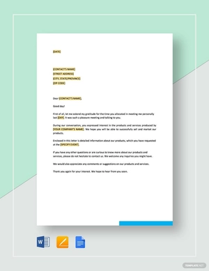 Follow-Up to Personal Meeting Product Distribution Template