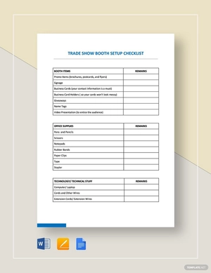 Checklist Trade Show Booth Setup Template